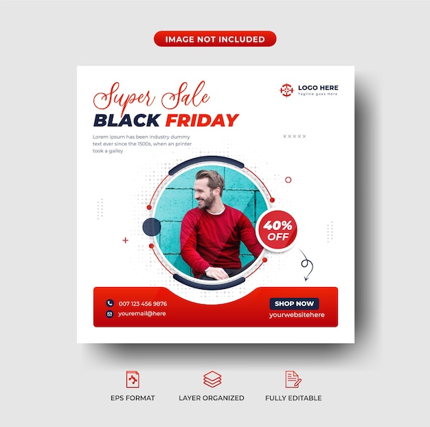 Black friday fashion sale instagram post or promotional web banner template Premium Vector