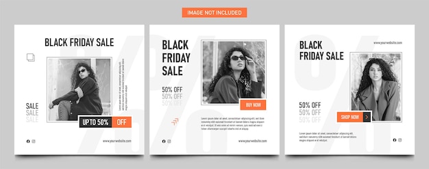 Vector black friday fashion sale modern instagram post banner square template set