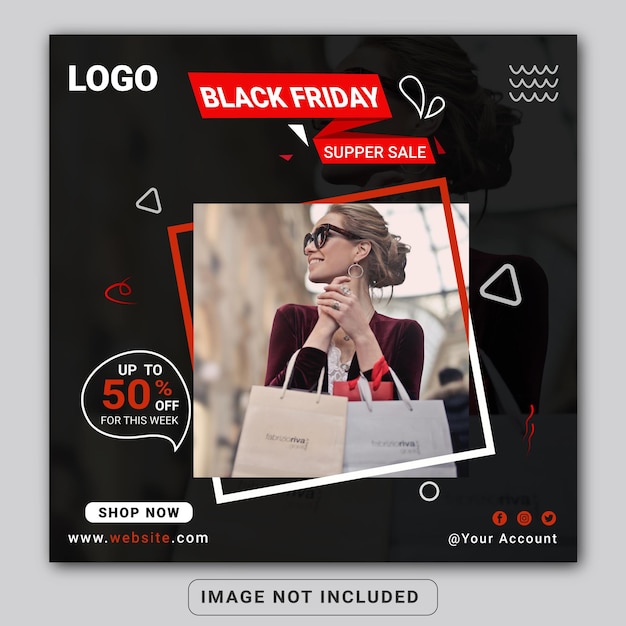 Black friday fashion vendita social media instagram post banner template