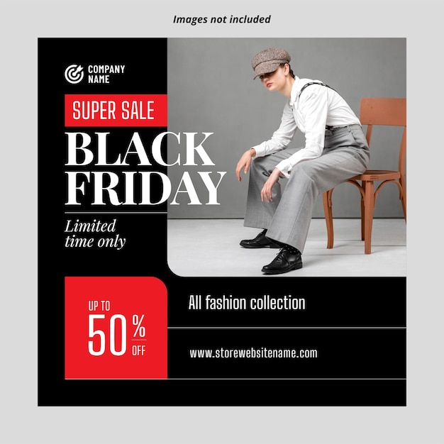 Шаблон баннера для социальных сетей Black Friday Fashion