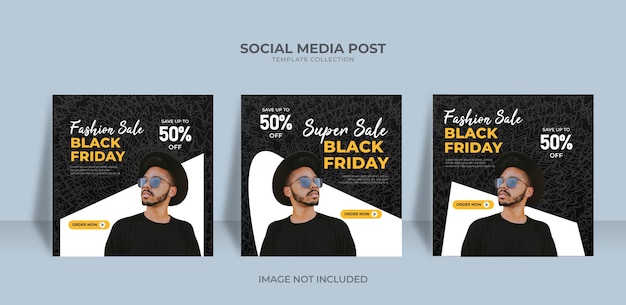 Black friday fashion super sale social media bannersjabloon