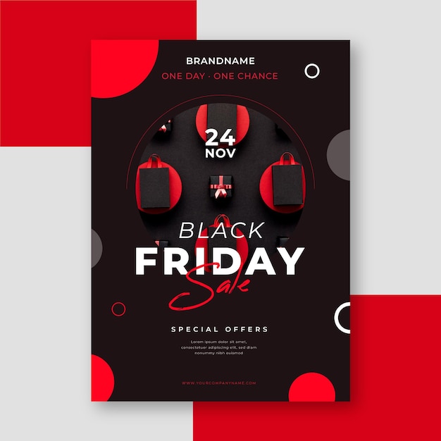 Black friday flyer template in flat design