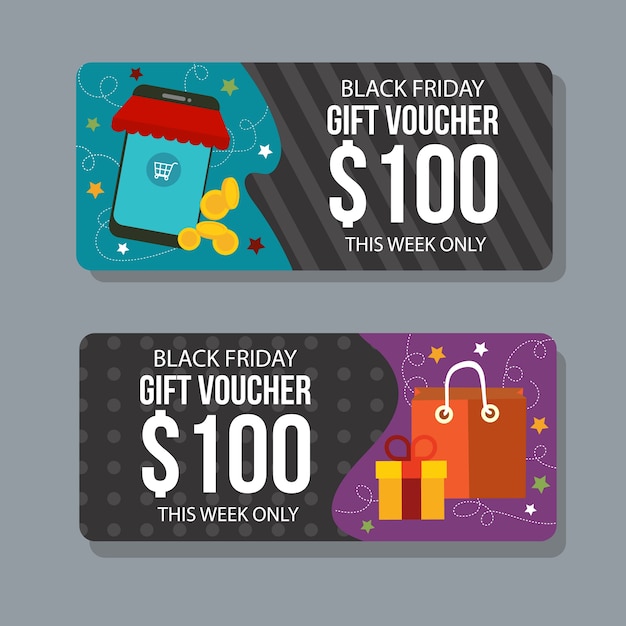 Vector black friday gift voucher template