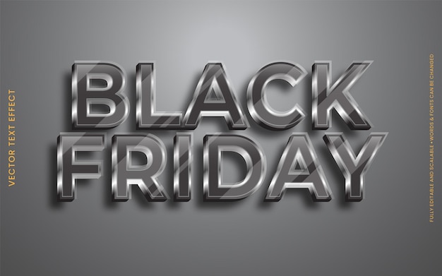 Вектор Эффект редактируемого 3d-векторного текста в стиле black friday glass