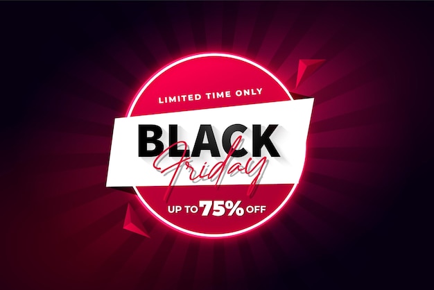 Black Friday glowing circle light sales discount promotion store banner template vector background