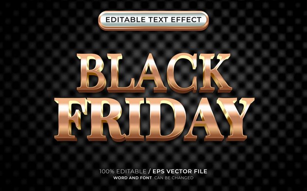 Black Friday Gold 3d bewerkbare teksteffectstijl