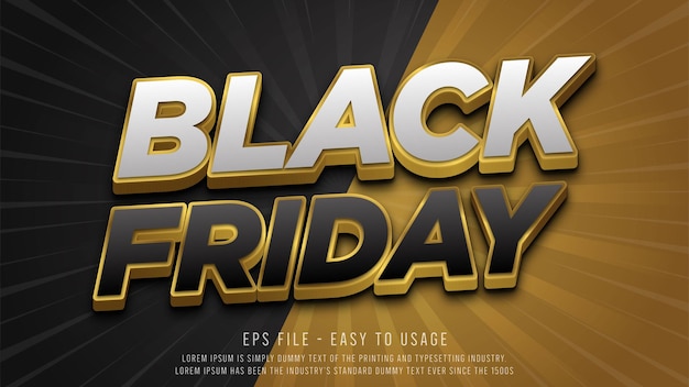 Black friday gold editable text effect