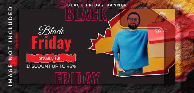 Black friday gradient color modern realistic super mega sell offer with discount banner design template