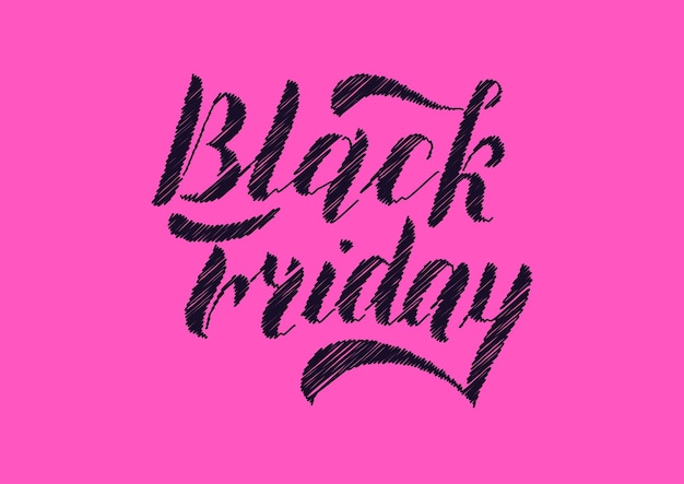 Black friday hand lettering, isolated on pink background. Sale vintage type design. Vector calligraphy illustration.