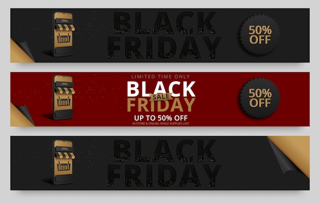 Set di bandiere orizzontali del black friday