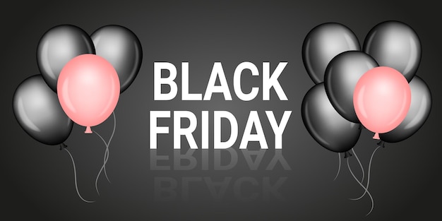 Black Friday horn neon balloons 3D design vector illustration