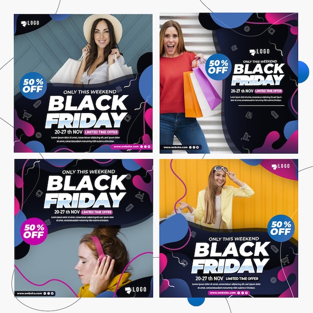 Vector black friday ig post collection