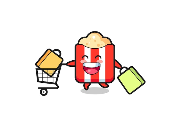 Black Friday-illustratie met schattige popcornmascotte