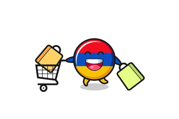 Black Friday illustration with cute armenia flag mascot