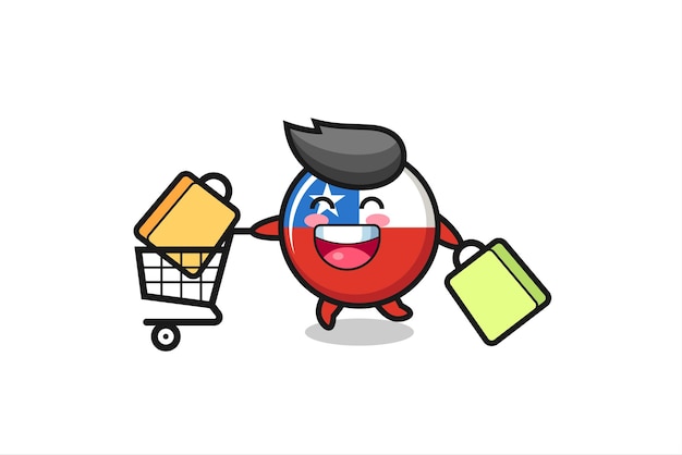 Black friday illustration with cute chile flag badge mascot