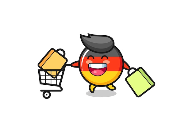 Black friday illustration with cute germany flag badge mascot , cute style design for t shirt, sticker, logo element