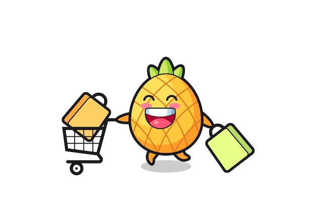 Black Friday illustration with cute pineapple mascot , cute style design for t shirt, sticker, logo element