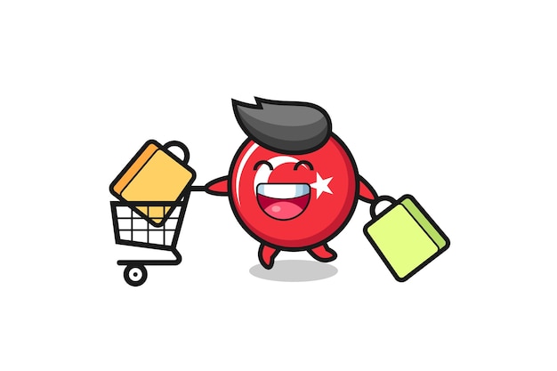 Black Friday illustration with cute turkey flag badge mascot , cute style design for t shirt, sticker, logo element