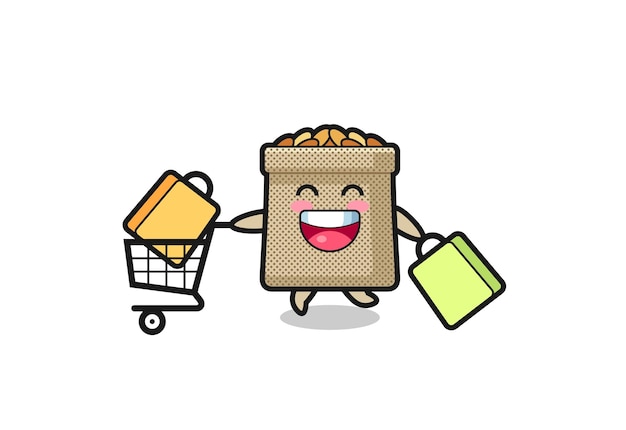 Black Friday illustration with cute wheat sack mascot