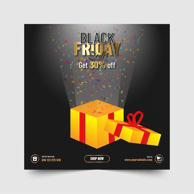 Vector black friday instagram discount post template