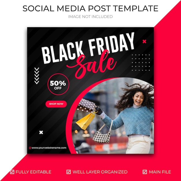 Modello di post e banner per il black friday