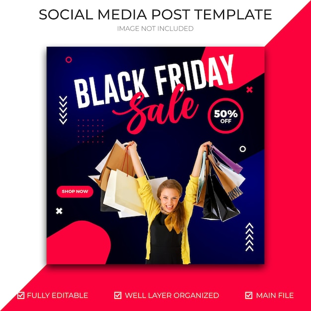 Vettore modello di post e banner per il black friday