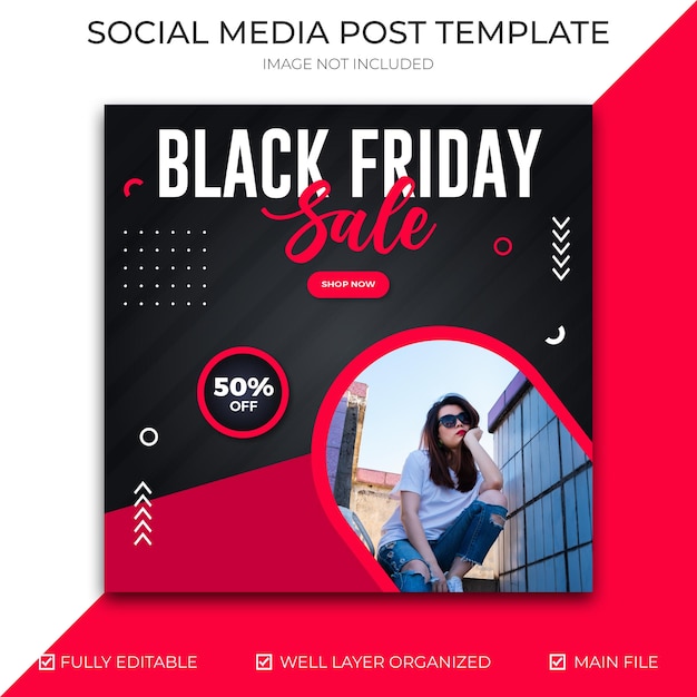 Modello di post e banner per il black friday