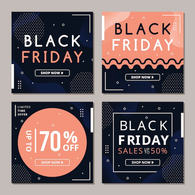 Vector black friday instagram post collection