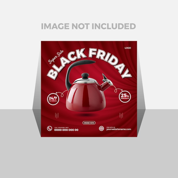 Black Friday Kettle Sale Social Media Post Banner voor zakelijke promotie