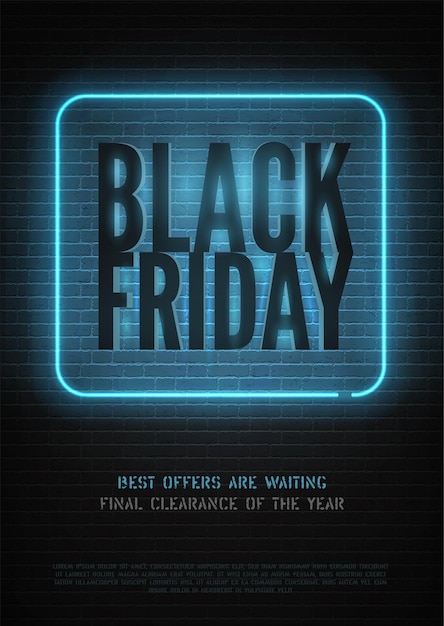 Black Friday korting blauwe neon vector banner sjabloon voor mannen luxe winkel