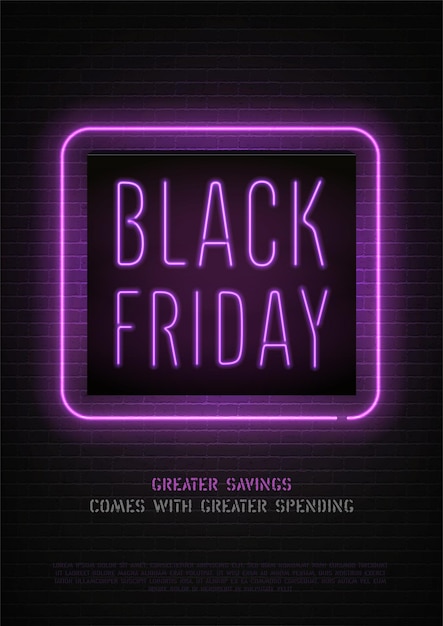 Black Friday korting sensuele neon vector banner sjabloon voor luxe winkel