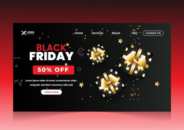 Black friday kortingsaanbieding landign pagina banner ontwerpsjabloon