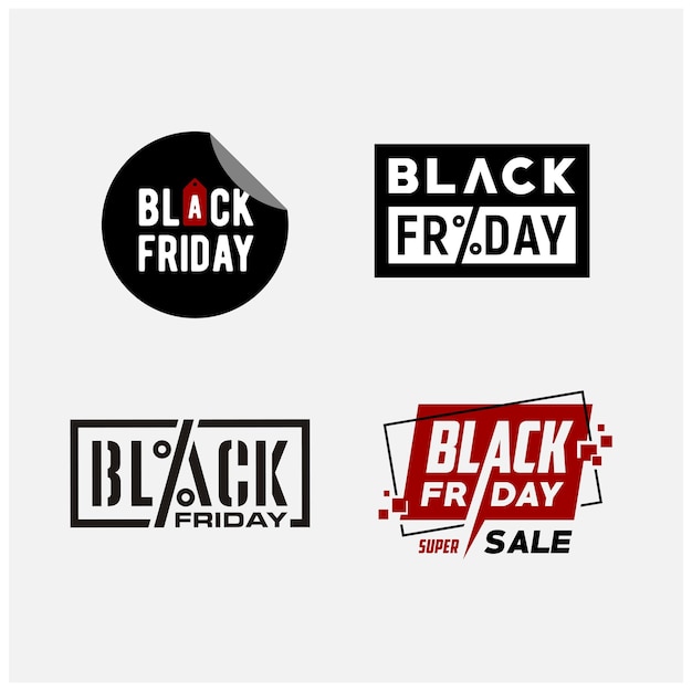 Vettore black friday logo supermarket store shop percentuale simbolo di sconto segno di vendita etichetta adesiva promozionale