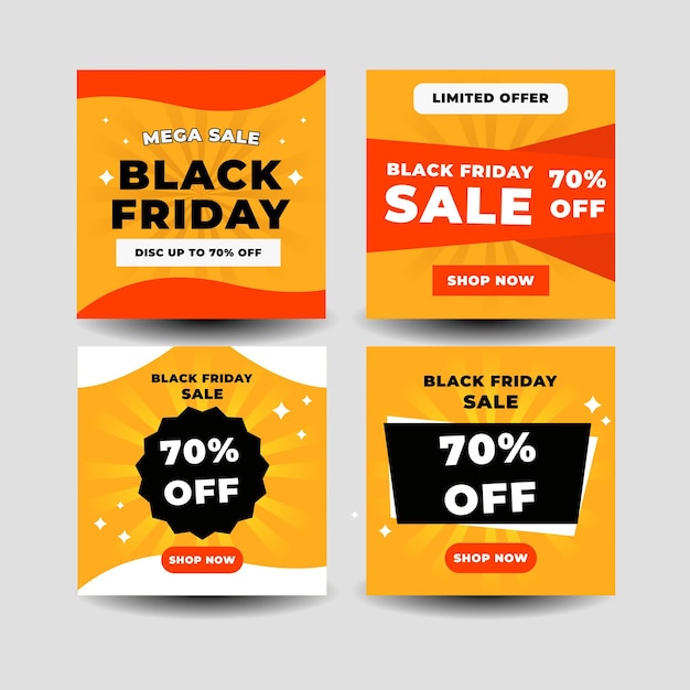 Raccolta di post sui social media del black friday