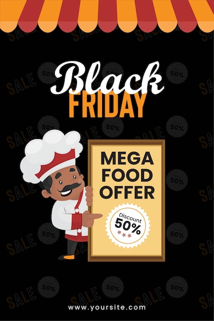 Banner di offerta di cibo mega del black friday