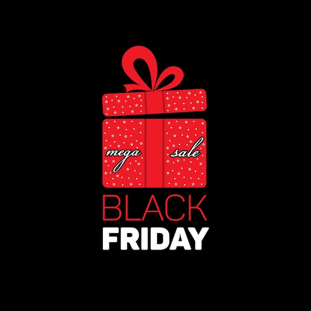 Black friday mega sale poster elements with coloring gift box