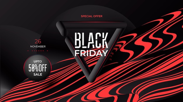 Black Friday modern reclameposterontwerp met abstracte donkere elementen. vector illustratie