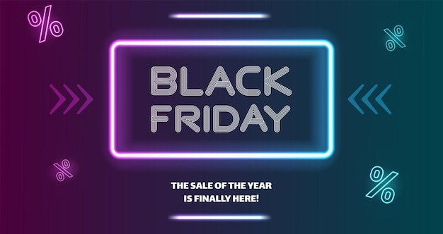 Black friday neon frame multiline letters template design