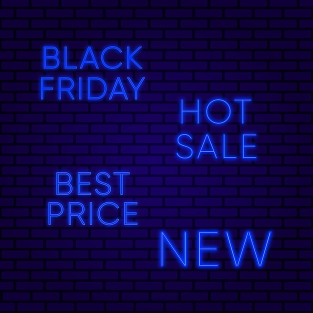 Black friday neon icons