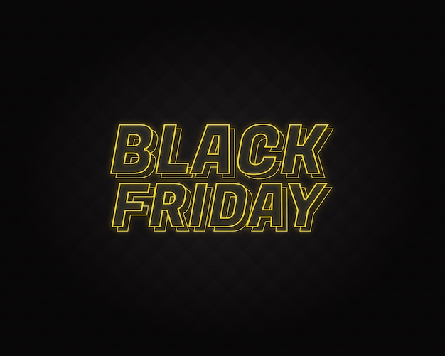 Vector black friday neon lettering with black pattern in backgroung
