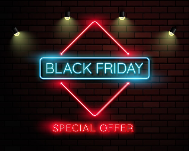 Banner di luce al neon black friday