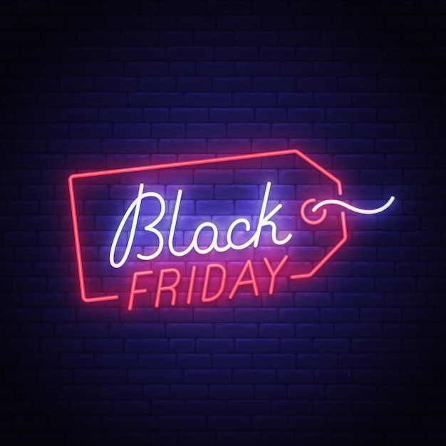 Neon sign, the word Friday Night. Vector illustration. Stock Vector