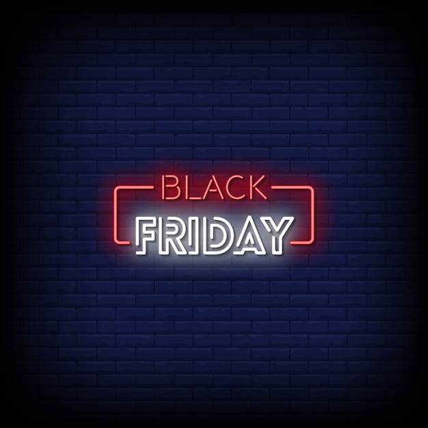 Black friday neon signs style text