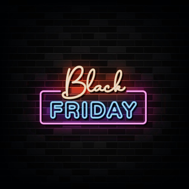 Black friday-neonreclames. ontwerpsjabloon neon stijl