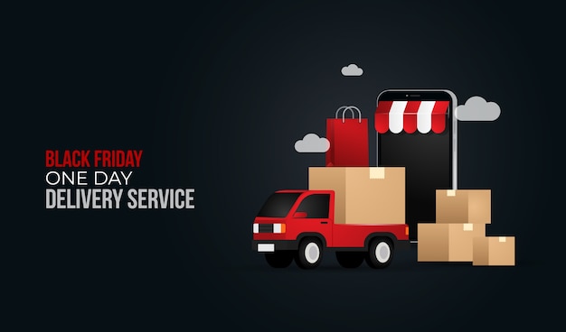 Black friday one day delivery service illustration concept