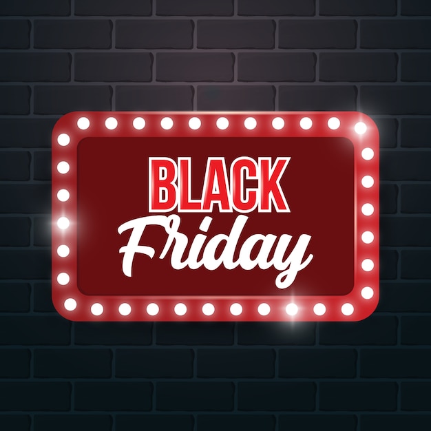 Black friday op neon sign concept