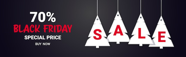 Vettore modello di banner di vendita panoramica del black friday