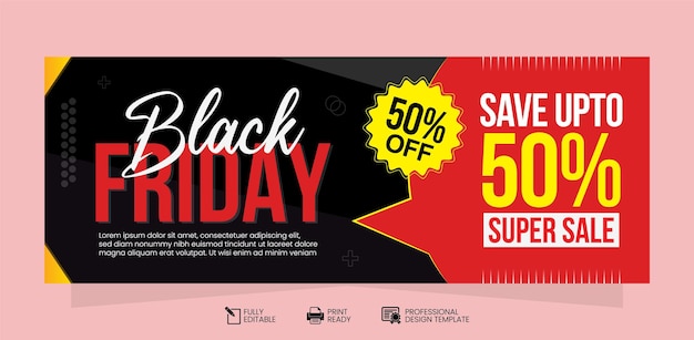 Modello di progettazione di poster o banner del black friday. super saldi del black friday