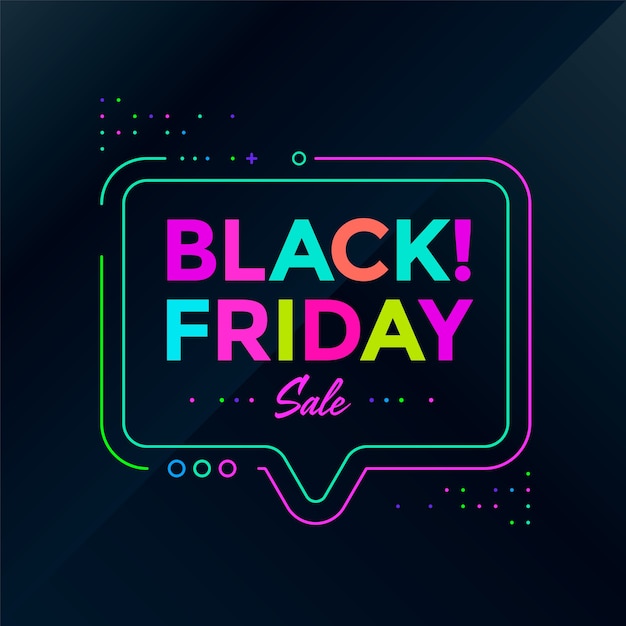 Design del poster del black friday. banner di sconto vendita al neon