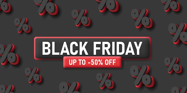 Black Friday-poster met 3D-afgerond percentageteken en volumeknop